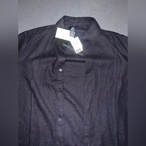 Mens H&M Linen black button shirt